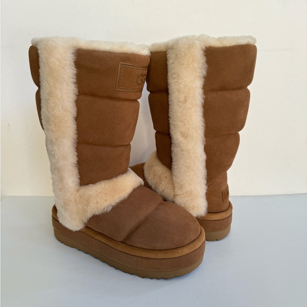 UGG CLASSIC CHILLAPEAK TALL CHESTNUT PLATFORM BOOTS US 9